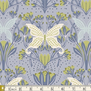 Butterfly Reflection Dusk FRE32303 | Fresh Linen by Katie O&#39;Shea | Art Gallery Fabrics | Continuous Yardage | Quilting Cotton | Fat Quarter
