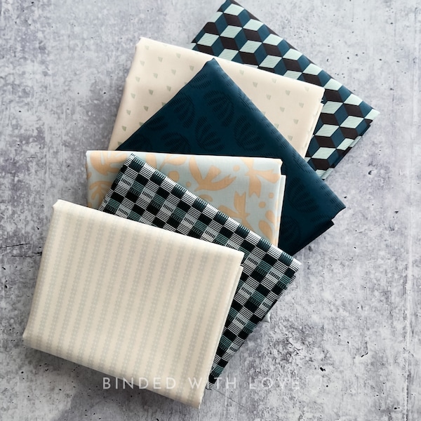 Duval Collection by Suzy Quilts | 6 Prints in Blue Colorway | Art Gallery Fabrics | Fat Quarter Bundle | Half Yard Bundle