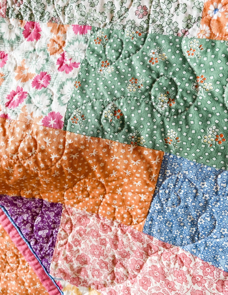 Handmade Colorful Floral Patchwork Quilt Etsy