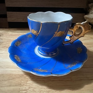 Vintage cobalt blue  China teacup and saucer