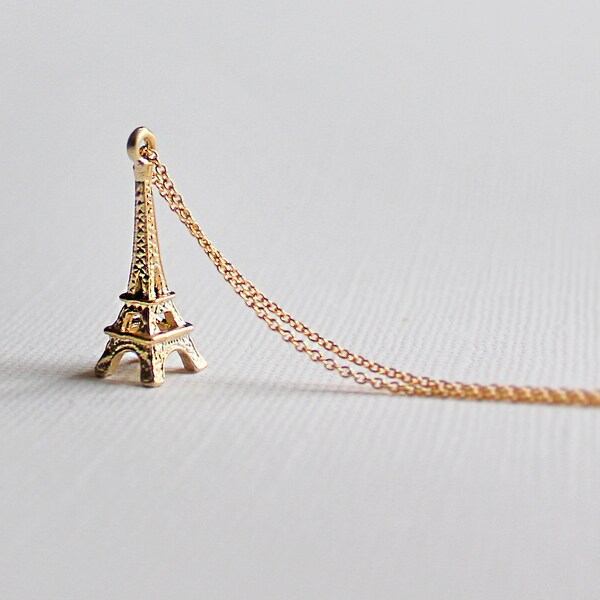 Gold Eiffel Tower Necklace - 14kt Gold Filled Chain