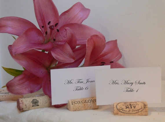 Recycled Wine Cork Place Card Holders Rustic Wedding Decor, Set
