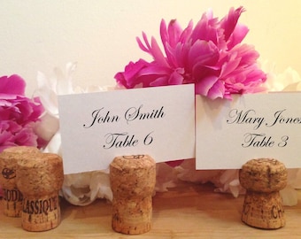 125 Handmade Champagne Cork Place Card Holders for Wedding, Party, Wine Event