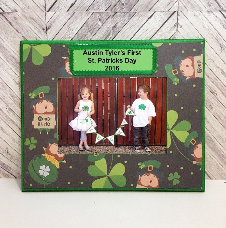 Patricks day DECOR Shamrock frame-St particks day picture frame-Green frame-custom picture frame-shamrock decor St