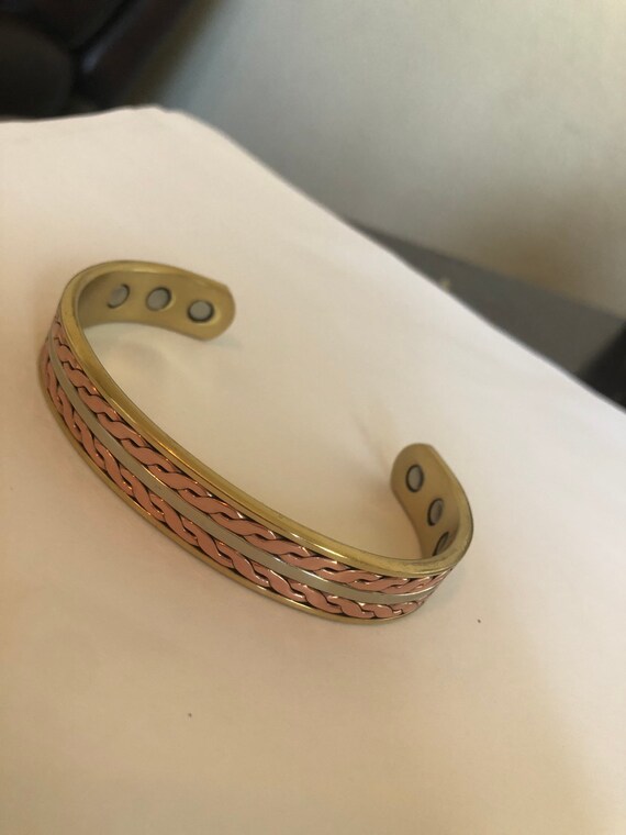 Weighted Copper Bracelet multi Color Braided Rope… - image 2