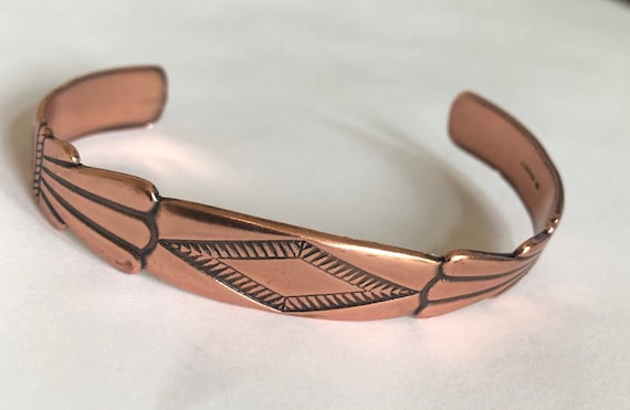 Southwest Copper Cuff Bracelet Bangle Womens wris… - image 1