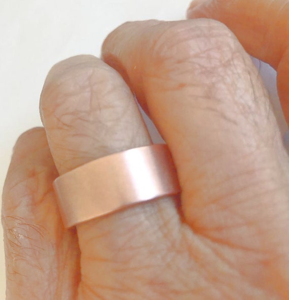 Pure Solid Wide Copper Ring Smooth Plain textured… - image 2