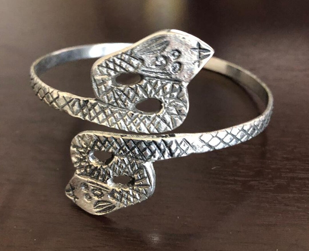 Vintage Snake Arm Band Cuff Bracelet Cobra Face Adjustable Etsy