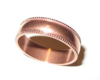 Pure copper ring Made in USA Rope Design border Smooth texture Band  for Arthritis or joint Pain Relief