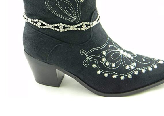 Boot Chain Anklet Rhinestones in Multiple Strands… - image 2