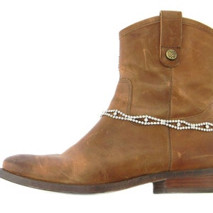 Boot Chain Anklet Rhinestones in Multiple Strands in Wavy Twisted 8 Design with adjustable Length