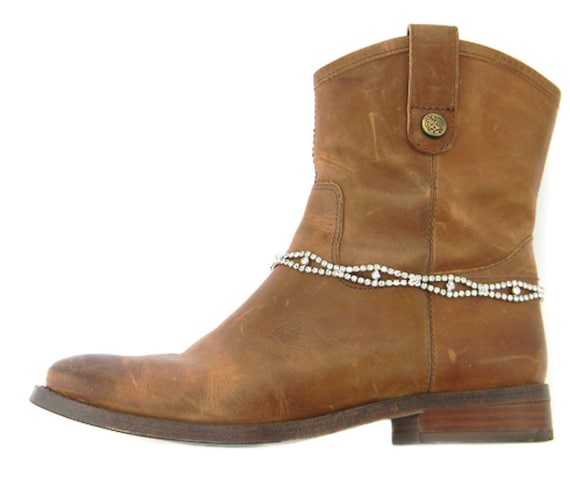 Boot Chain Anklet Rhinestones in Multiple Strands… - image 1