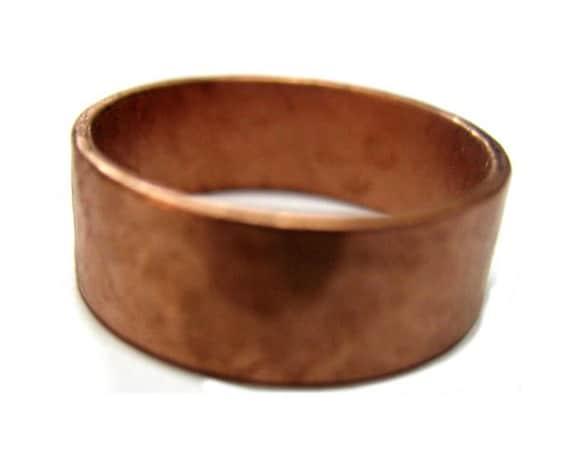 Pure Solid Wide Copper Ring Hammered Design Made … - image 1