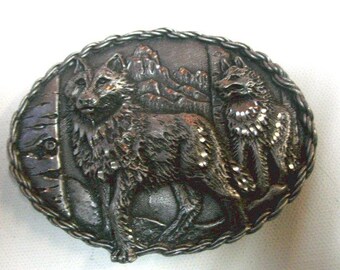 3 Wolves wolf & Feathers Wetern Style Belt Buckle bb8 