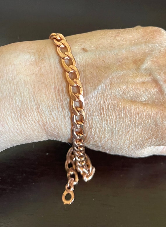 Solid Copper Link Chain Bracelet sz 9" for Arthri… - image 1