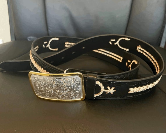 Louis Vuitton Vintage Black With Silver Buckle Belt