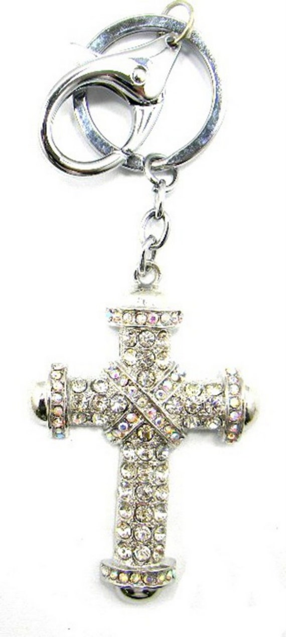 Large Crosses Cross Rhinestone Crystal Key Chains… - image 4