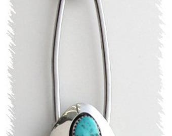 Buffalo Nickel And Kingman Turquoise Large Safety Pin Hair Pin - Key Chain Buffalo Nickel And Kingman Turquoise Large Safety Pin Hair  main image 4