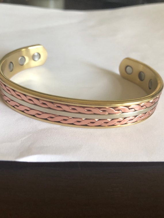 Weighted Copper Bracelet multi Color Braided Rope… - image 3