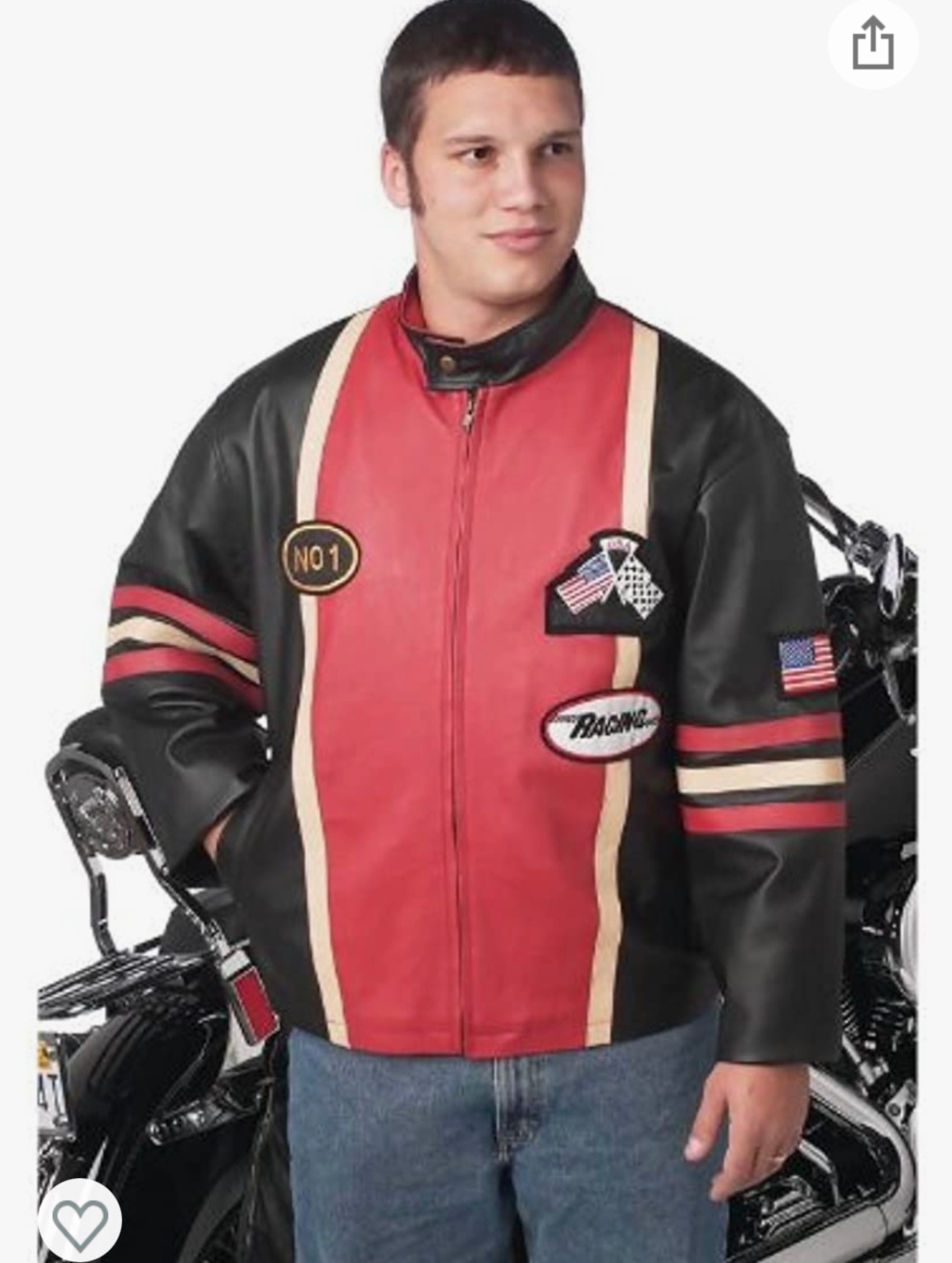 Solid Leather Jacket XXL Multiple Patches USA Flag Racing No ! - Etsy