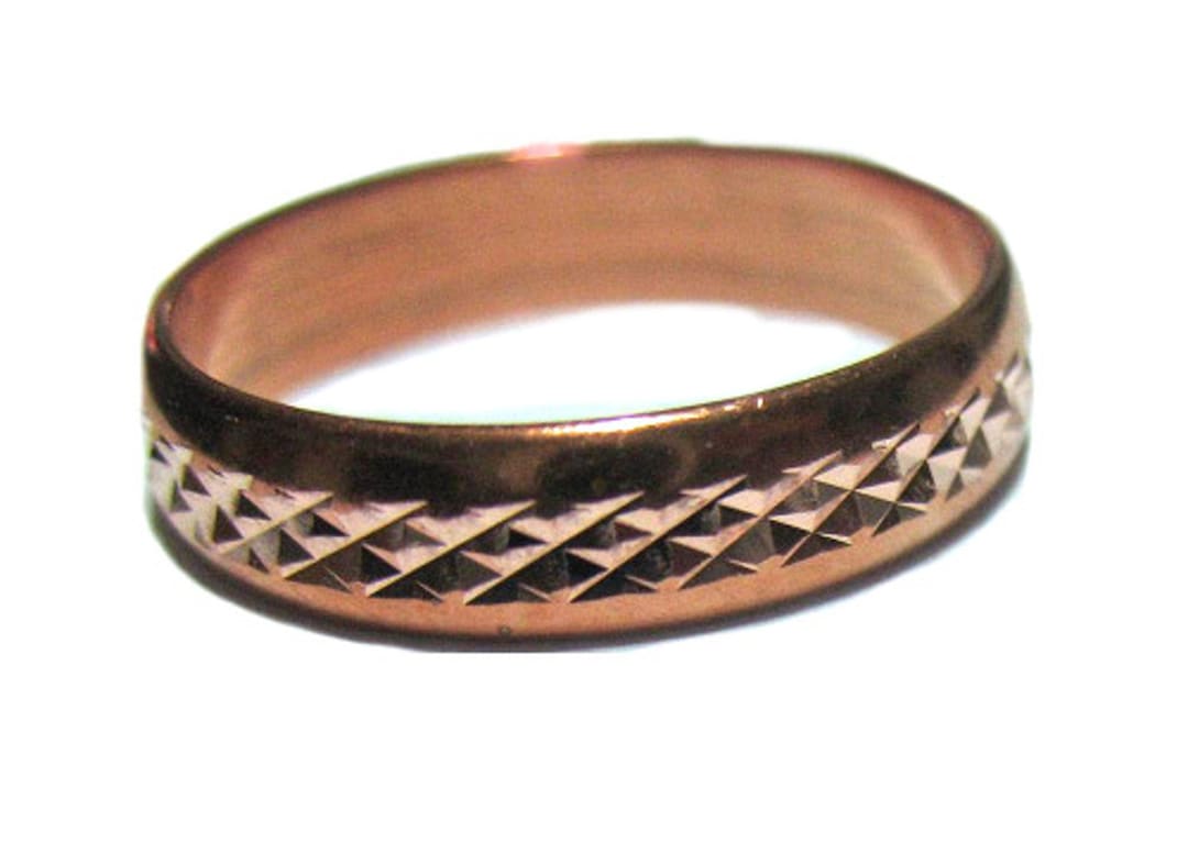 Pure Copper Ring Made in USA Diamond Cut Checker Design Band for ...