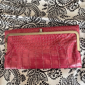 Cartera de embrague Textura de cocodrilo Rosa Acordeón Estilo vintage Carteras planas para mujer