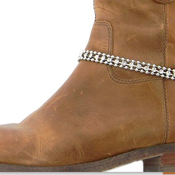 Boot Jewelery Chain 3 rows of Beads Rhinestones Strap Fashion Anklet