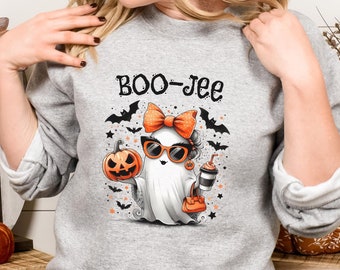 Halloween Ghost Sweatshirt, Boo Jee Ghost, Spooky Season Ghost Sweater, Halloween Gift, Spooky Halloween Shirt, Boo Sweater, Spooky Vibes