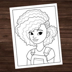 Black Girl Coloring Page, Printable Coloring Page, All Ages Coloring Page