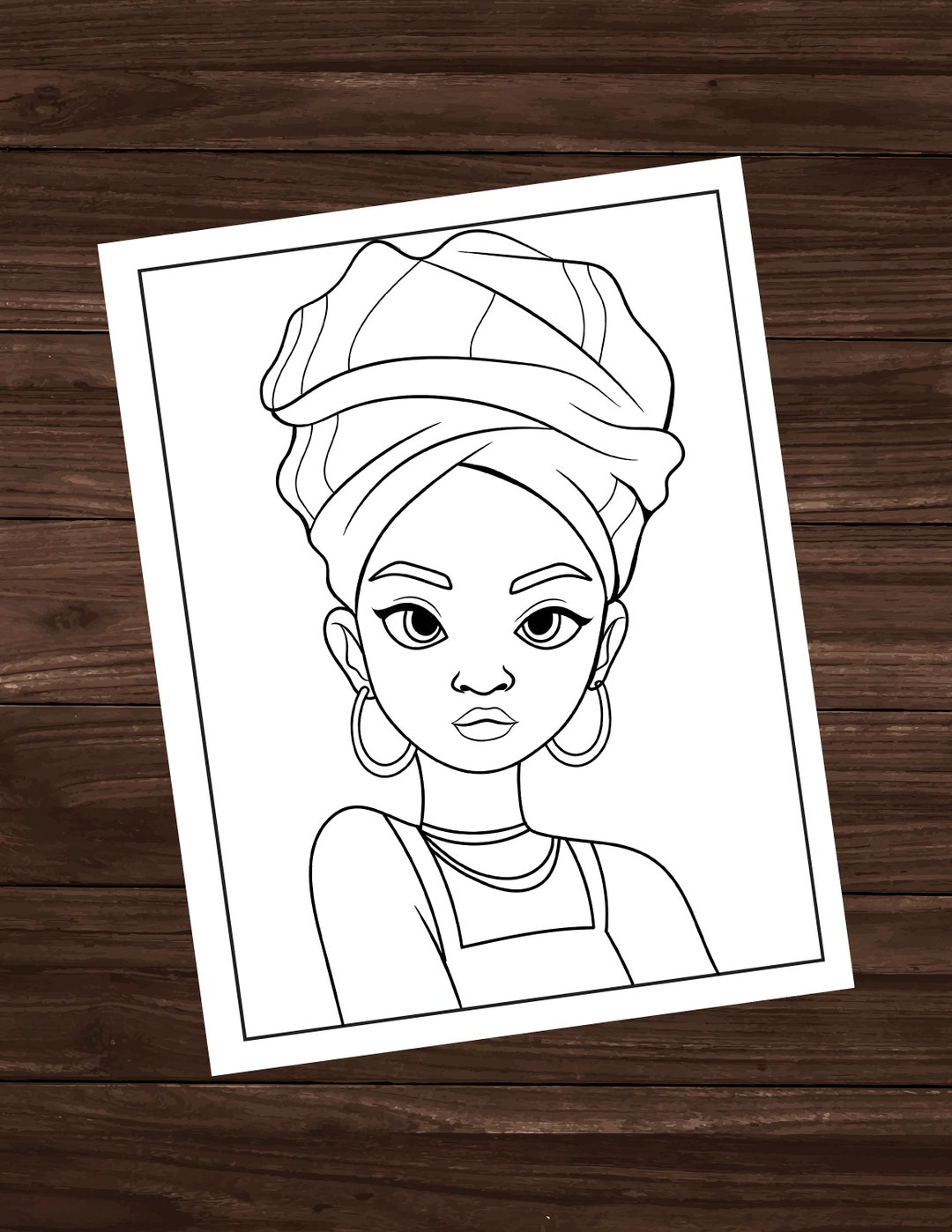 Black Girl Coloring Page, Printable Coloring Page, All Ages Coloring