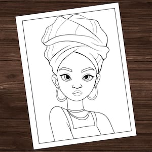 Black Girl Coloring Page, Printable Coloring Page, All Ages Coloring Page