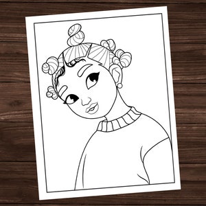 Black Girl Coloring Page, Printable Coloring Page, All Ages Coloring Page