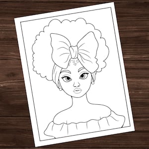 Black Girl Coloring Page, Printable Coloring Page, All Ages Coloring Page