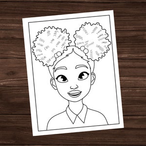 Black Girl Coloring Page, Printable Coloring Page, All Ages Coloring Page