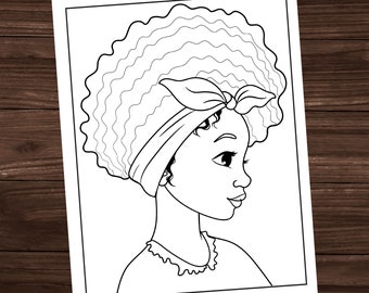 Black Girl Coloring Page, Printable Coloring Page, All Ages Coloring Page