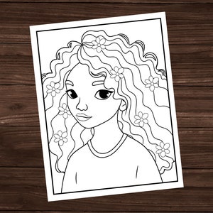 Black Girl Coloring Page, Printable Coloring Page, All Ages Coloring Page