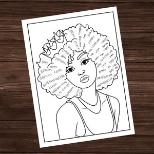 Black Girl Queen Coloring Page, Printable Coloring Page, All Ages Coloring Page