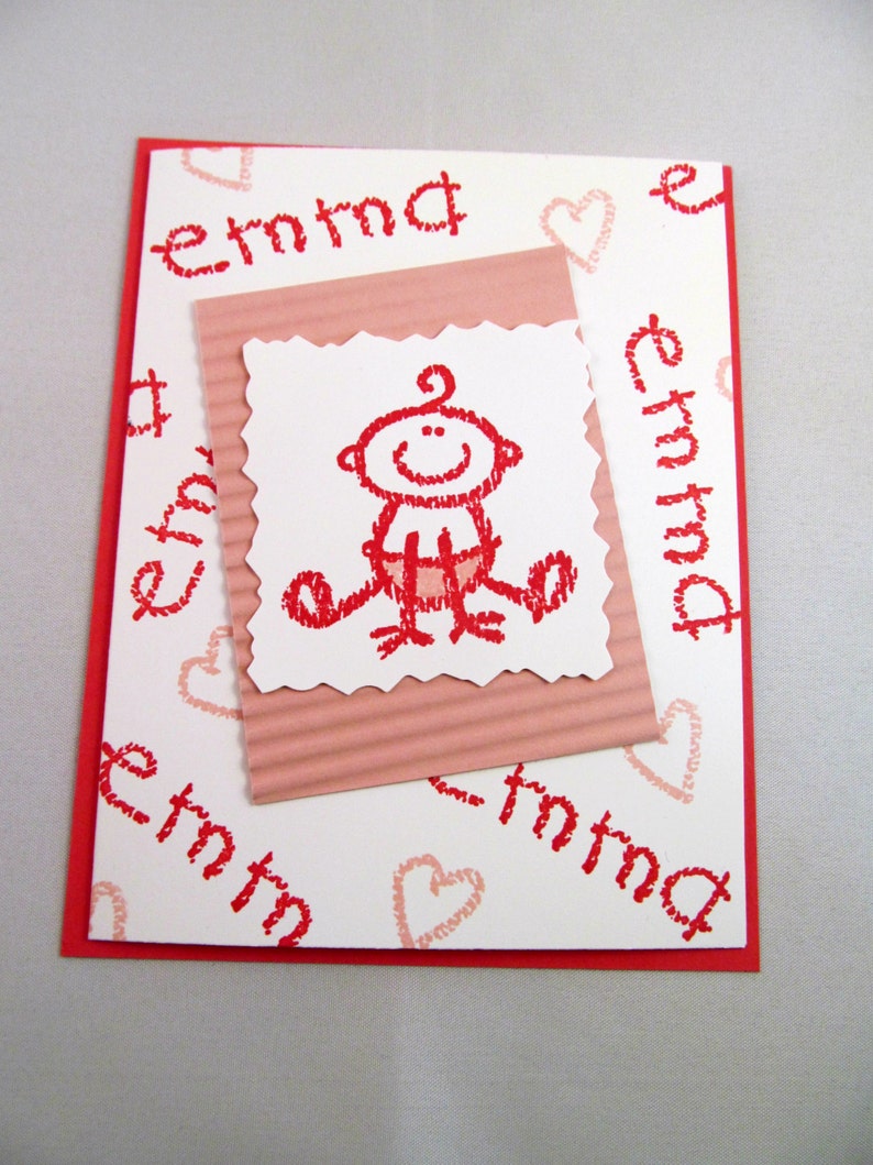 PERSONALIZED BABY CARD Hand Stamped Greeting Card for Baby Showers Baby Announcements Congratulation or Birthdays