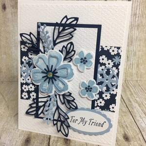 BLUE FLORAL BEAUTY Met de hand gestempelde wenskaarten voor alle gelegenheden