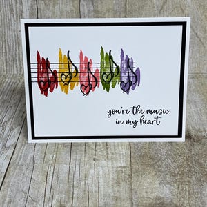 Tarjeta de agradecimiento de amistad para maestros con notas musicales