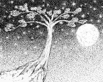 Moon Tree Greeting Card