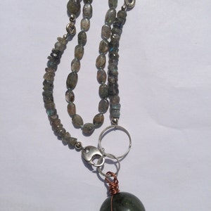 Labradorite on sterling silver, copper & hand-knotted silk image 4