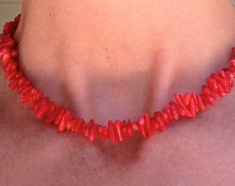 Red Branch Coral and Sterling Silver Necklace