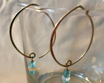 Exquisite opal and apatite on 14k gold vermeil earrings