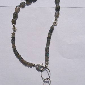 Labradorite on sterling silver, copper & hand-knotted silk image 2