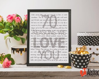 70th Birthday Print - 70 Reasons We Love You - Digital Download - Custom Design