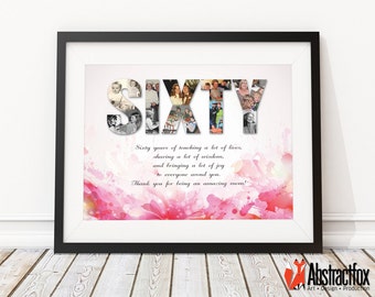60th Birthday Print - Custom poster print design - Digital download