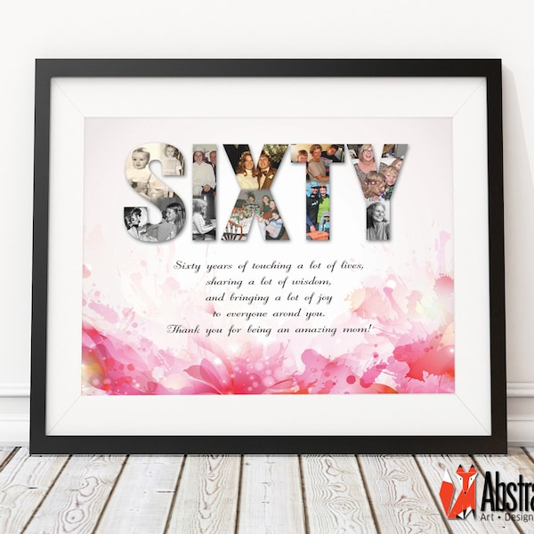 60th Birthday Print - Custom poster print design - Digital download