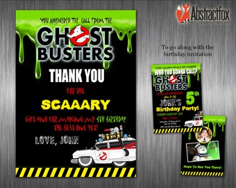 Ghostbusters Invitation Thank You Card - Personalized Boy Thank You card design - Download Invitation