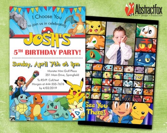 Pokemon Invitation - Personalized Boy Birthday Invitation - Download Invitation